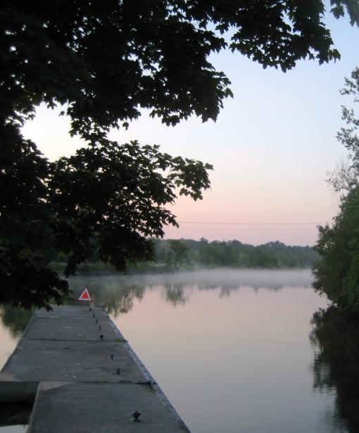 a clear and quiet morning at Lock 26 in Lakefield.